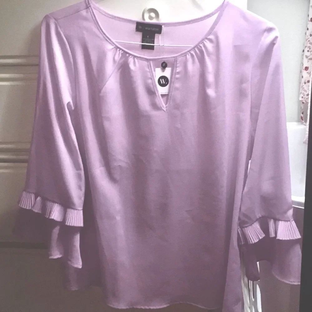 Wantable Sz L NWT $78 Purple Top Large Bell Sleeve Violet Romance Blouse